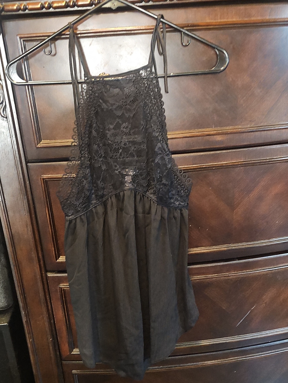 Victoria's Secret Black Lace Halter Chemise